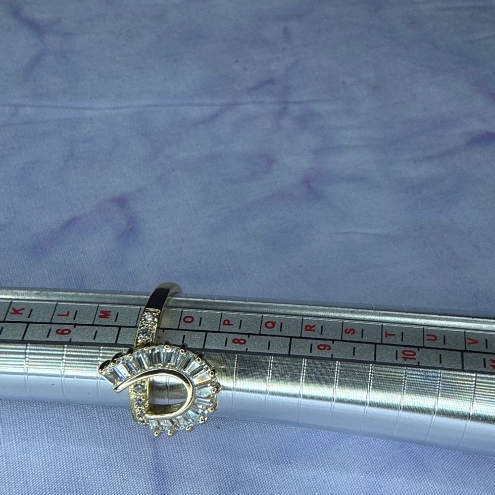 Gold-Tone Open Horseshoe Crystal Ring - Clear - Picture 2 of 2
